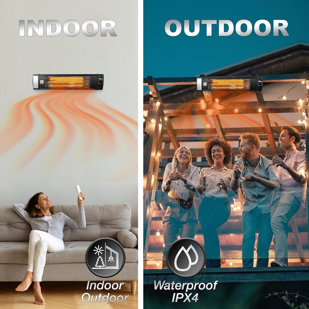 Carbon Infrared Outdoor Heater, Wall Mount Electric, Weatherproof