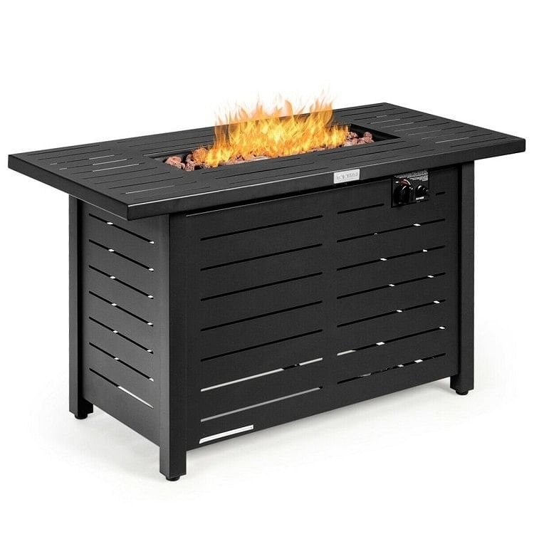 60,000 BTU Rectangular Gas Fire Pit Table, Portable Propane Outdoor - UFOHEATERS