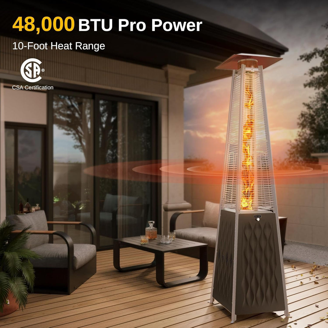Pyramid Patio Heater, 48,000 BTU Quartz Glass Outdoor Heater