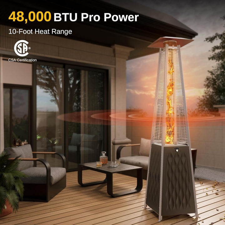 Pyramid Patio Heater, 48,000 BTU Quartz Glass Outdoor Heater