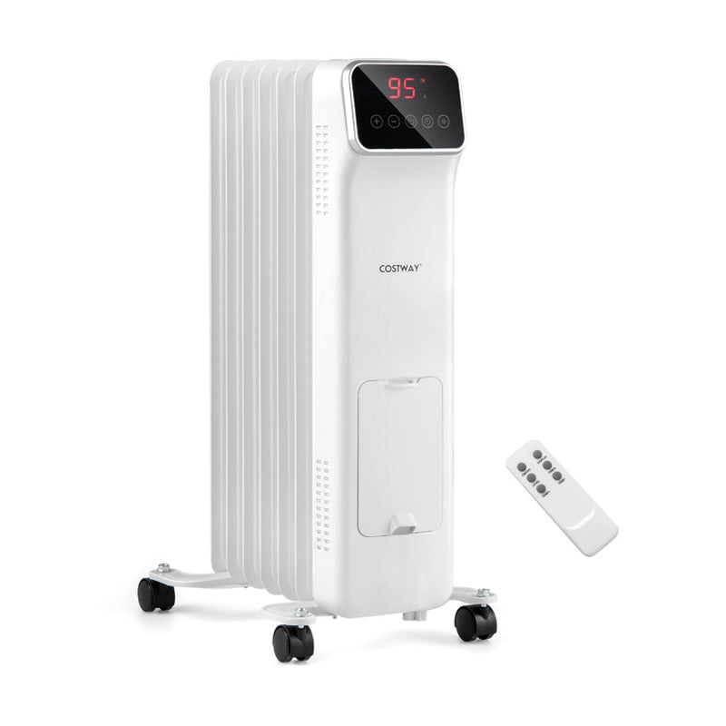 1500W Oil-Filled Radiator Heater, Remote Control & Timer
