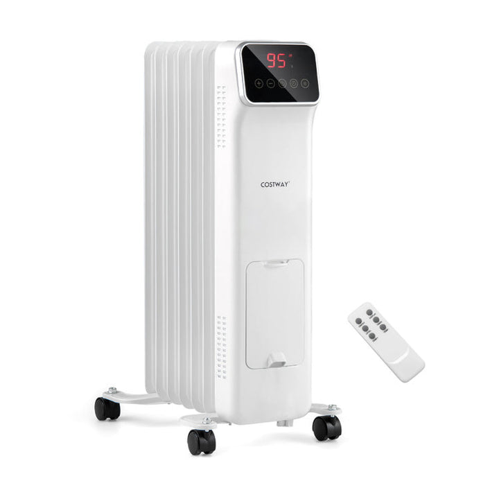 1500W Oil-Filled Radiator Heater, Remote Control & Timer