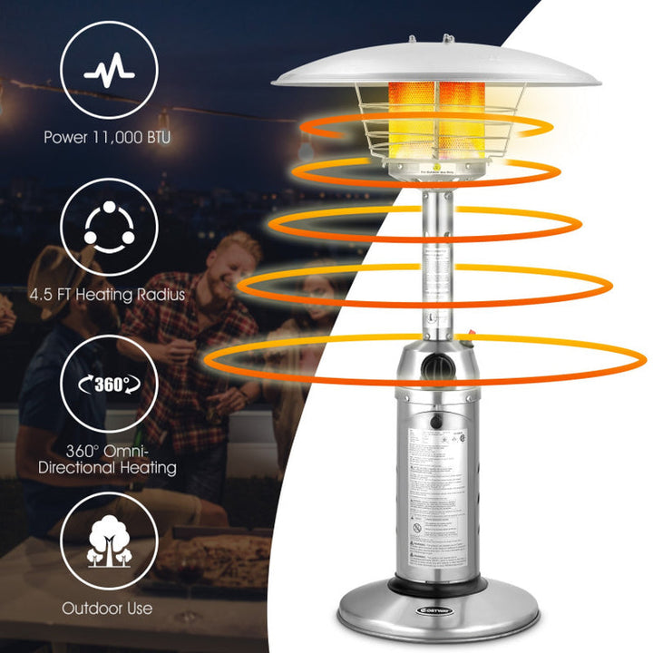 11000 BTU Tabletop Propane Patio Heater, Portable Flame Design