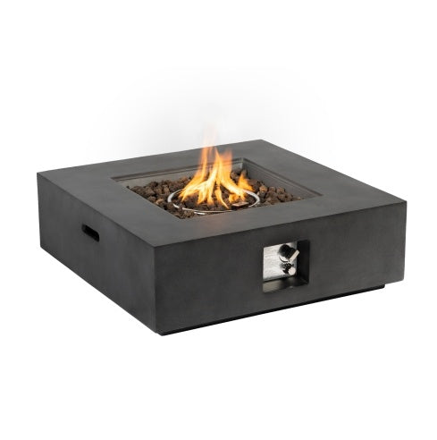 35 Inch Square Stone Propane Fire Pit, Planter Base, Outdoor Gas