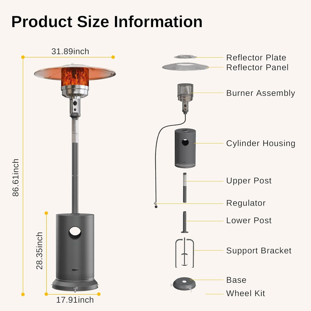 48000 BTU Patio Heater for Outdoor Use, Round Table Design