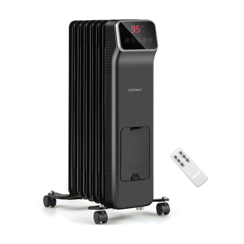 1500W Oil-Filled Radiator Heater, Remote Control & Timer