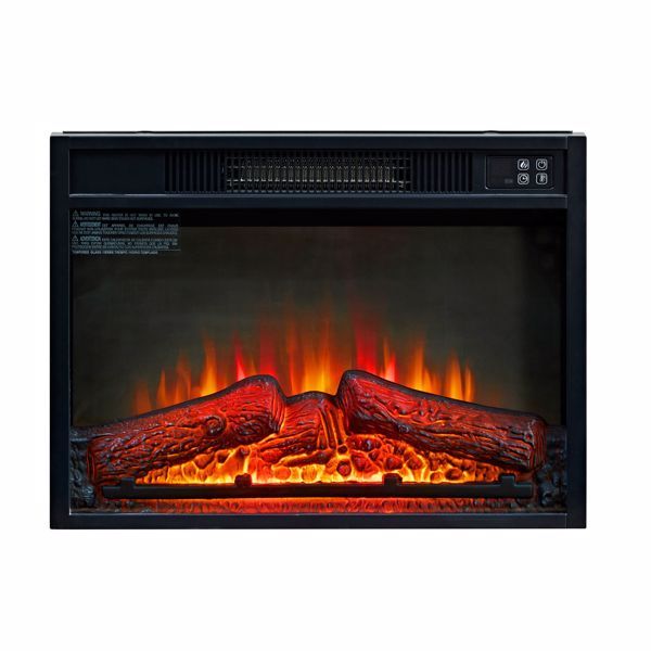 23″ 3D Infrared Electric Fireplace, Black Iron Stove, Remote Control, 1400W, Indoor Use
