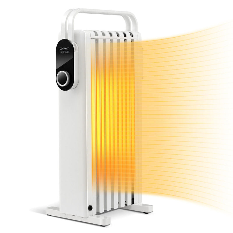 1500W Oil-Filled Radiator Space Heater with Foldable Handle, Portable Electric Heater