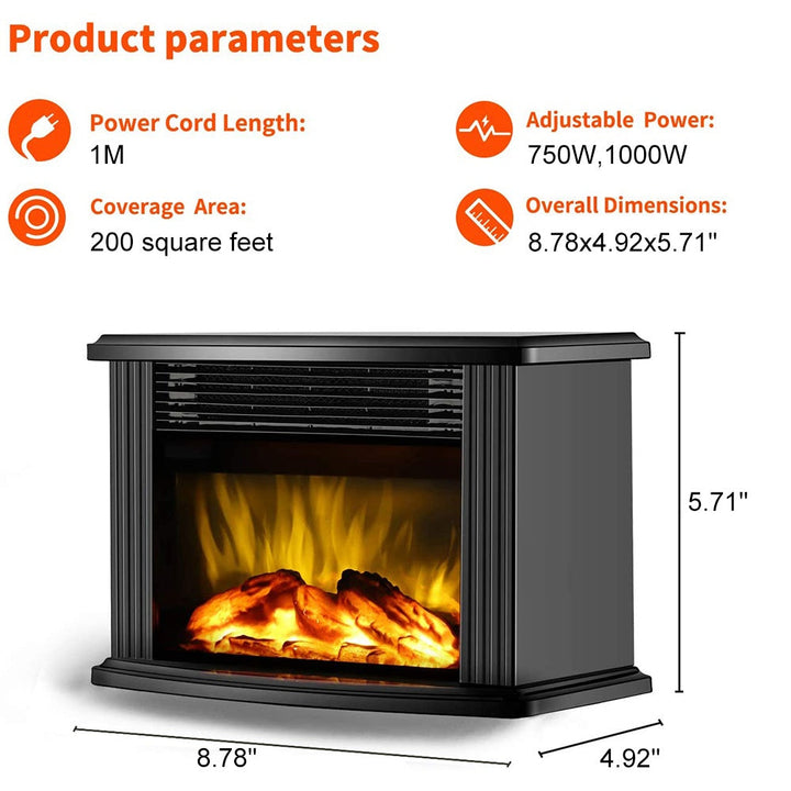 European Electric Fireplace Heater, LED Flame Effect, Stylish Indoor Heating