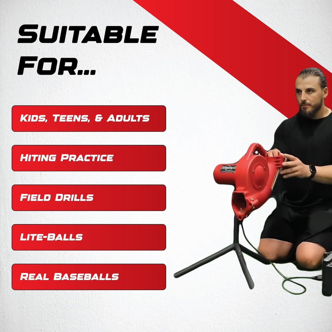 Heater Sports Adjustable Baseball Pitching Machine 7.45, Base Hit Lite