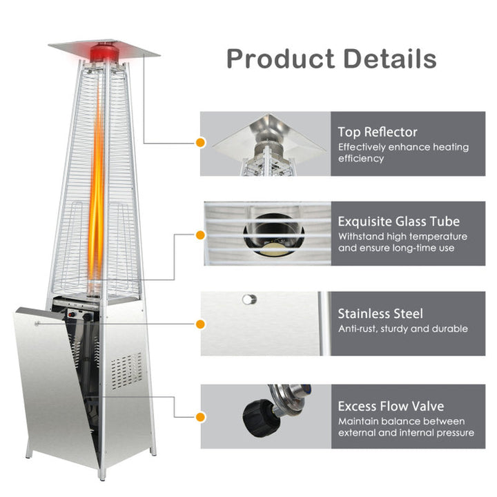 42000 BTU Pyramid Propane Patio Heater with Wheels, Outdoor Commercial Heater