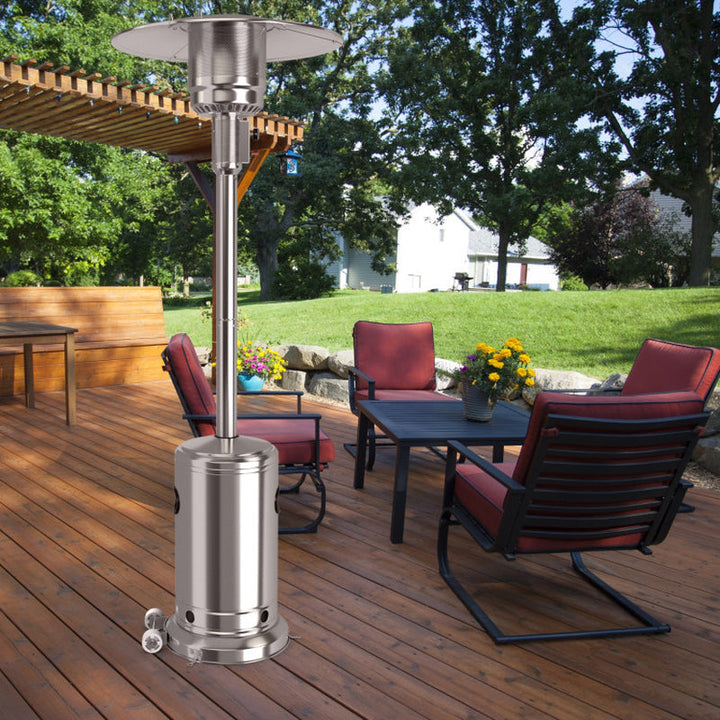 50000 BTU Stainless Steel Propane Patio Heater, Outdoor Use with Piezo Ignition