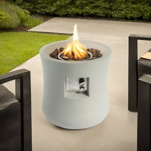 20″ Round Propane Fire Pit Table, Graphite Base, With Cover & Lava Rocks