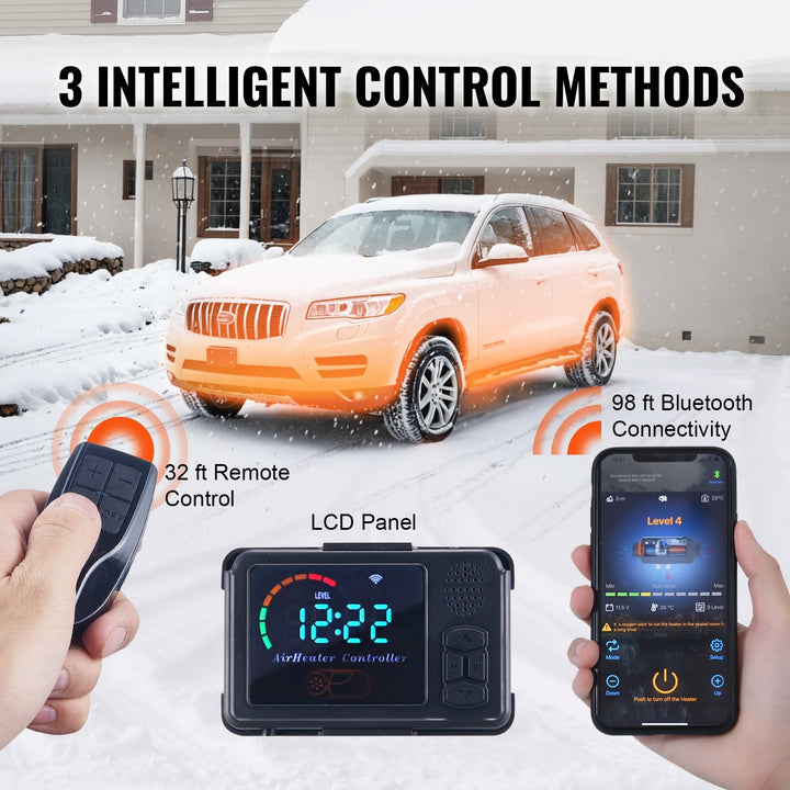 12V 8KW Diesel Air Heater, Bluetooth & LCD, VEVOR All-in-One for RV, Garage, Car