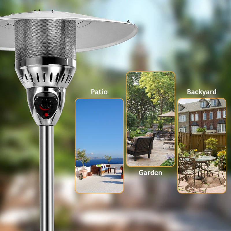 48000 BTU Outdoor Patio Heater with Simple Ignition System, Stainless Steel