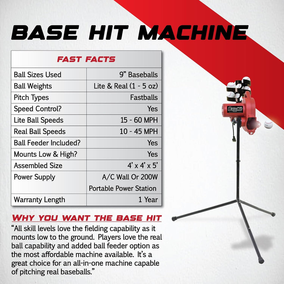 Heater Sports Adjustable Baseball Pitching Machine 7.45, Base Hit Lite