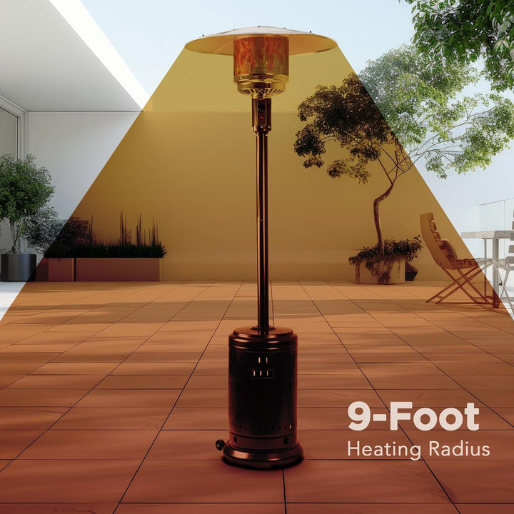 46000 BTU Commercial Outdoor Propane Patio Heater with Wheels, Havana Bronze Finish