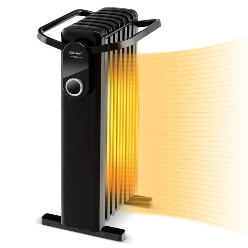 1500W Oil-Filled Radiator Space Heater with Foldable Handle, Portable Electric Heater
