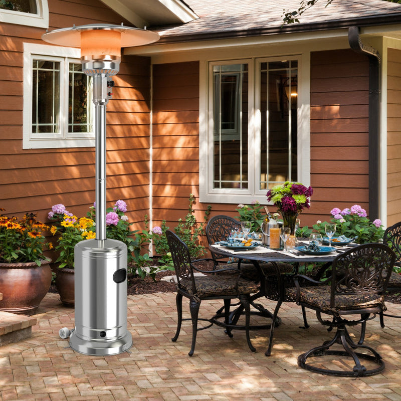 50000 BTU Stainless Steel Propane Patio Heater, Outdoor Use with Piezo Ignition