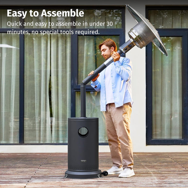 55000 BTU Propane Patio Heater, Round Table, Stainless Steel Body