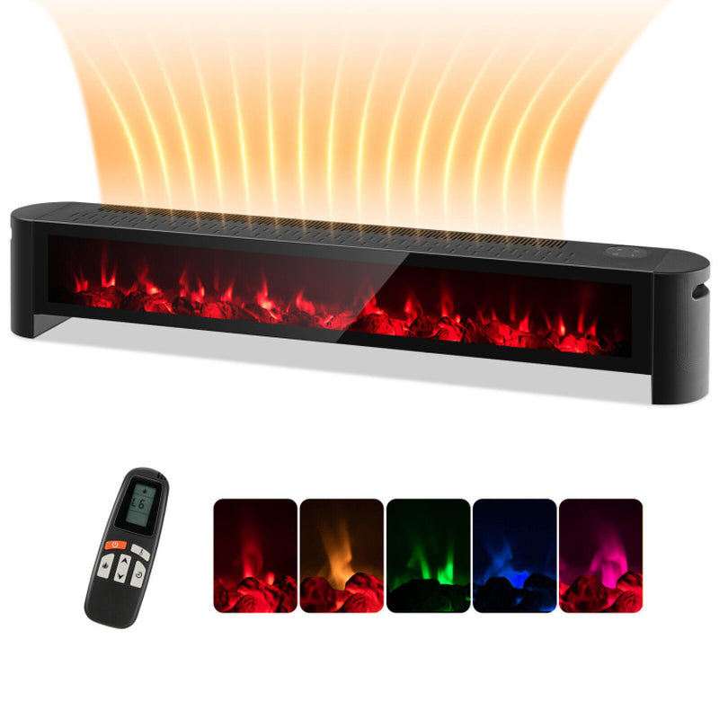 1400W Baseboard Electric Heater with Realistic Multicolor Flame, Indoor Use