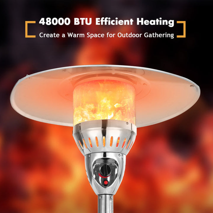 48000 BTU Outdoor Patio Heater with Simple Ignition System, Stainless Steel