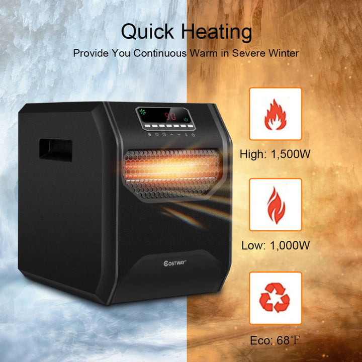 12H Timer Portable Electric Space Heater, Remote Control, Compact