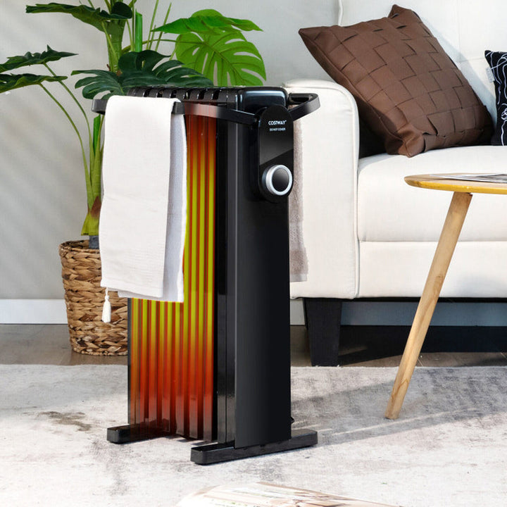 1500W Oil-Filled Radiator Space Heater with Foldable Handle, Portable Electric Heater