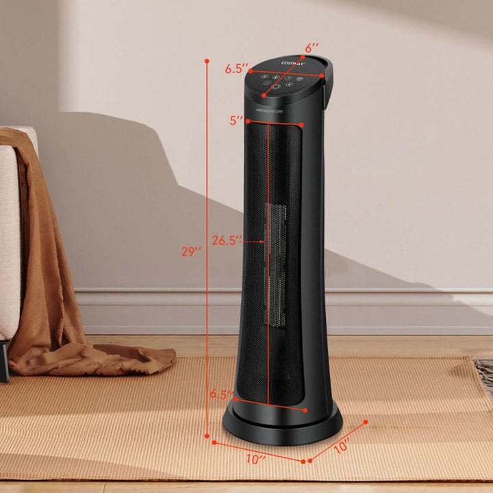 1500W PTC Ceramic Electric Space Heater with Remote, Quiet & Efficient, Black