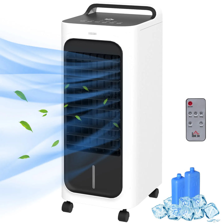 Portable Evaporative Air Cooler with Ice Packs, 3-in-1, Water Tank, Timer & Remote