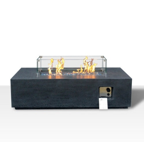 52 Inch Dark Concrete Rectangle Gas Fire Pit, Outdoor Propane Table