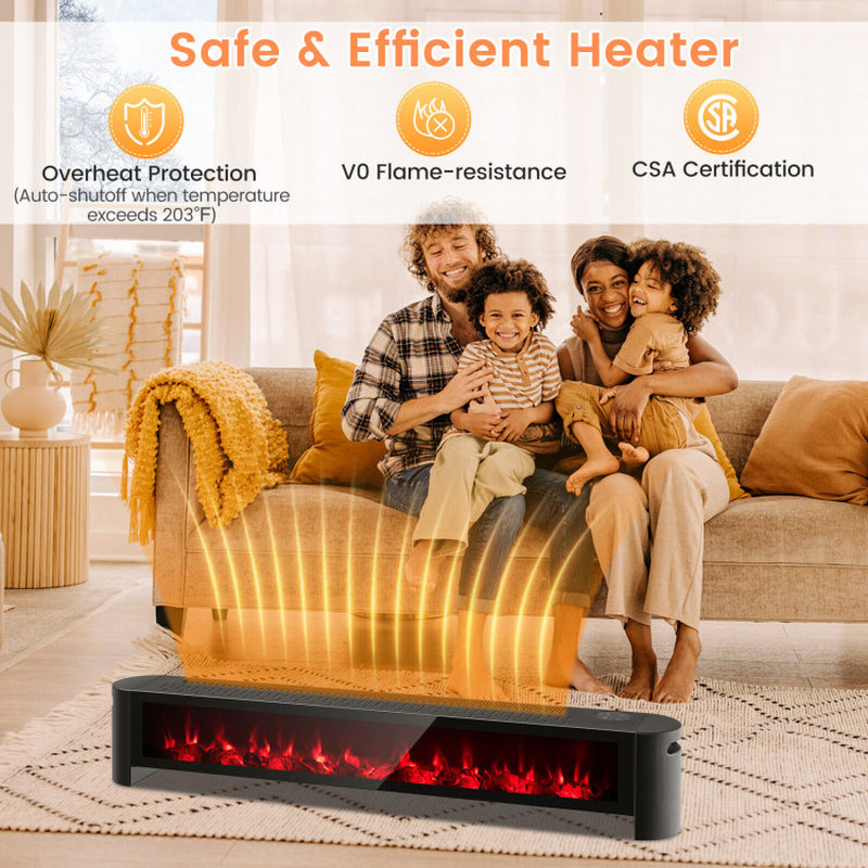 1400W Baseboard Electric Heater with Realistic Multicolor Flame, Indoor Use