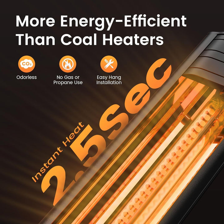 1500W Outdoor Infrared Heater with 24H Timer and Memory Function, IP65 Waterproof Wall Heater