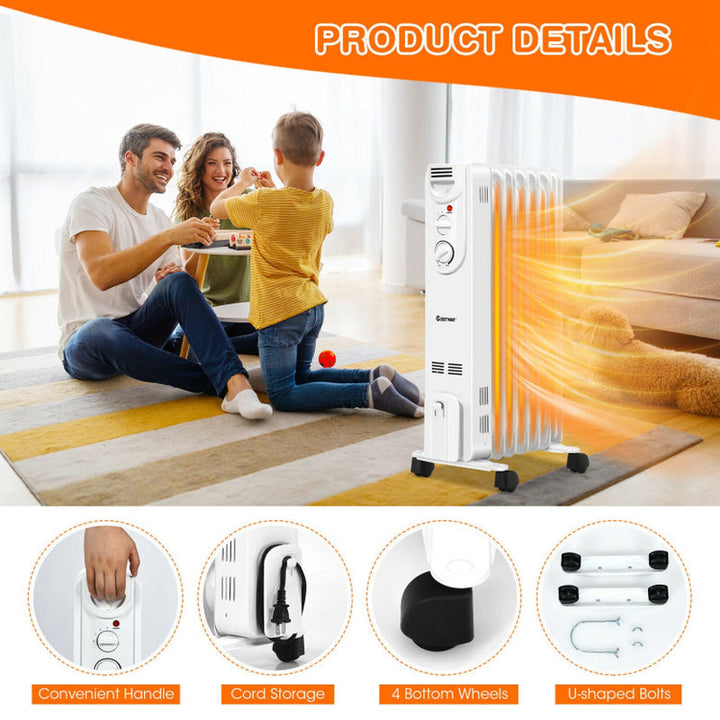 1500W Electric Space Heater, 3 Heat Settings, Safety Features