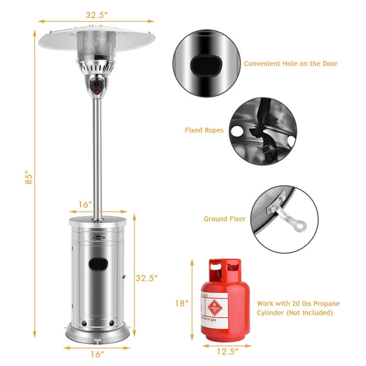 48000 BTU Outdoor Patio Heater with Simple Ignition System, Stainless Steel