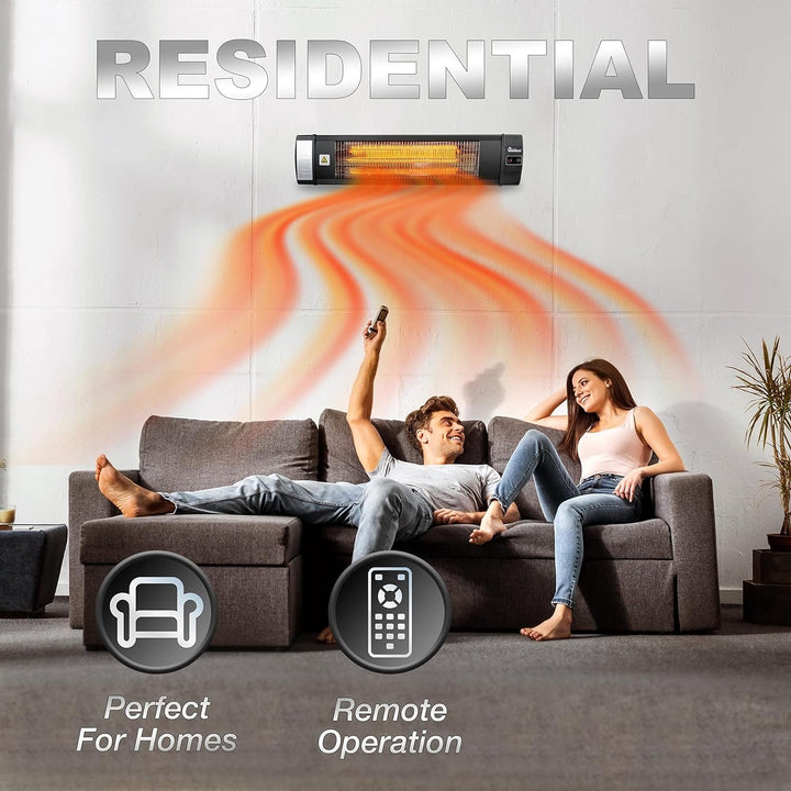 Carbon Infrared Outdoor Heater, Wall Mount Electric, Weatherproof