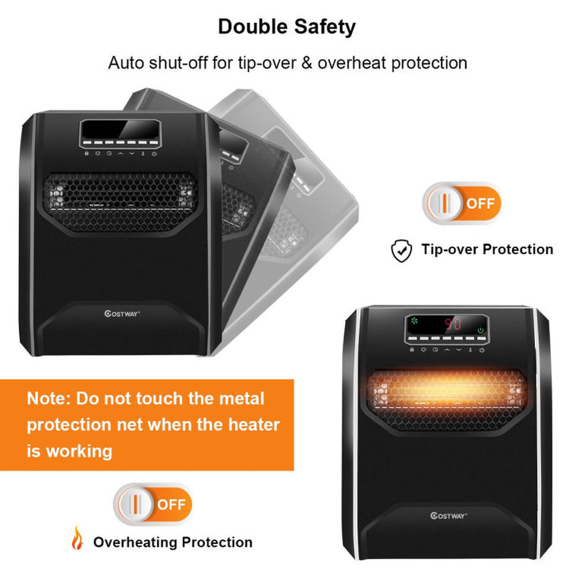12H Timer Portable Electric Space Heater, Remote Control, Compact