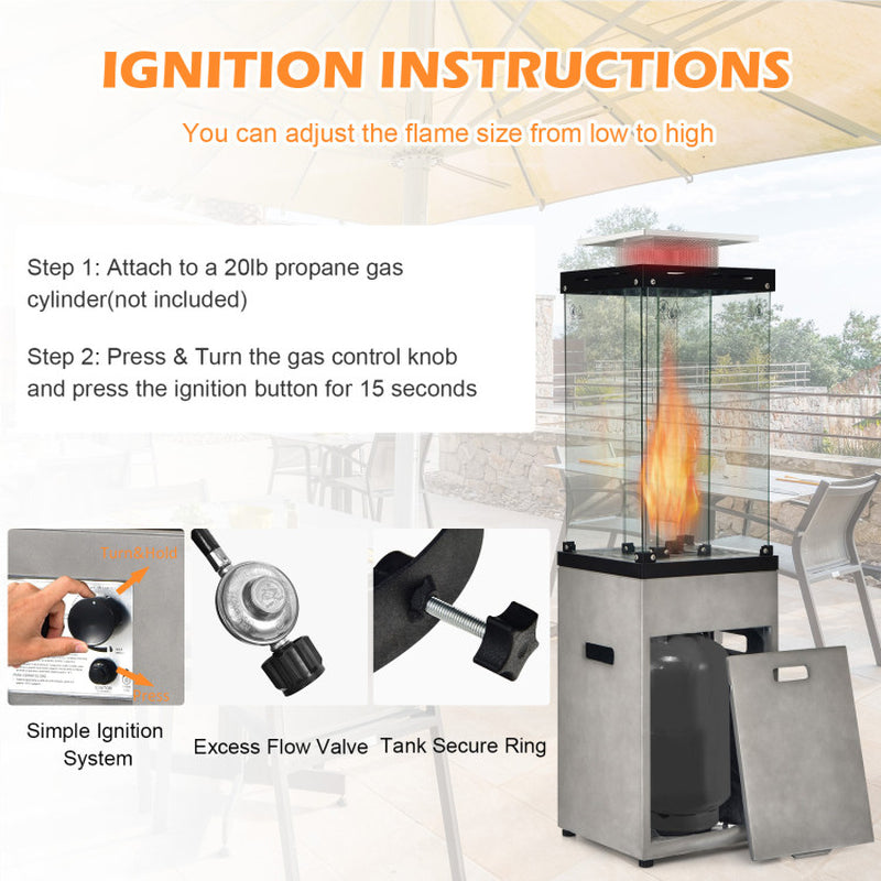 41000 BTU Propane Patio Heater with Metal Hood, Outdoor Use