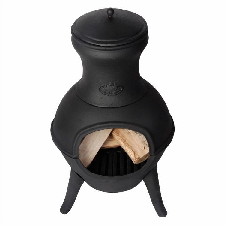 Small Black Cast Iron Chimenea, Wood Burning, Outdoor Fire Pit