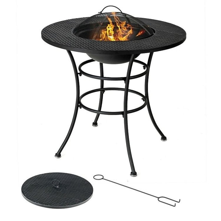 4 in 1 Fire Pit Dining Table, Grill, BBQ Grate, Ice Bucket