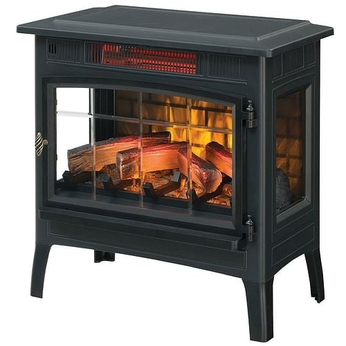 Black Infrared Quartz Electric Fireplace Stove Heater, Realistic Flame Effect
