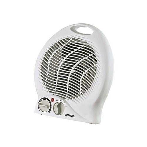 Optimus Portable Fan Heater with Thermostat, White, Tabletop Electric Heater