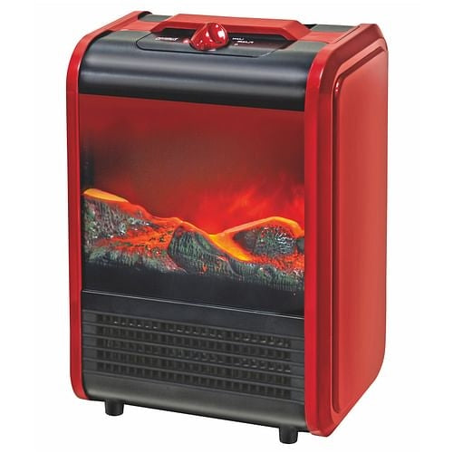 Optimus Electric Flame Effect Mini Fireplace Heater, Compact with Overheat Protection