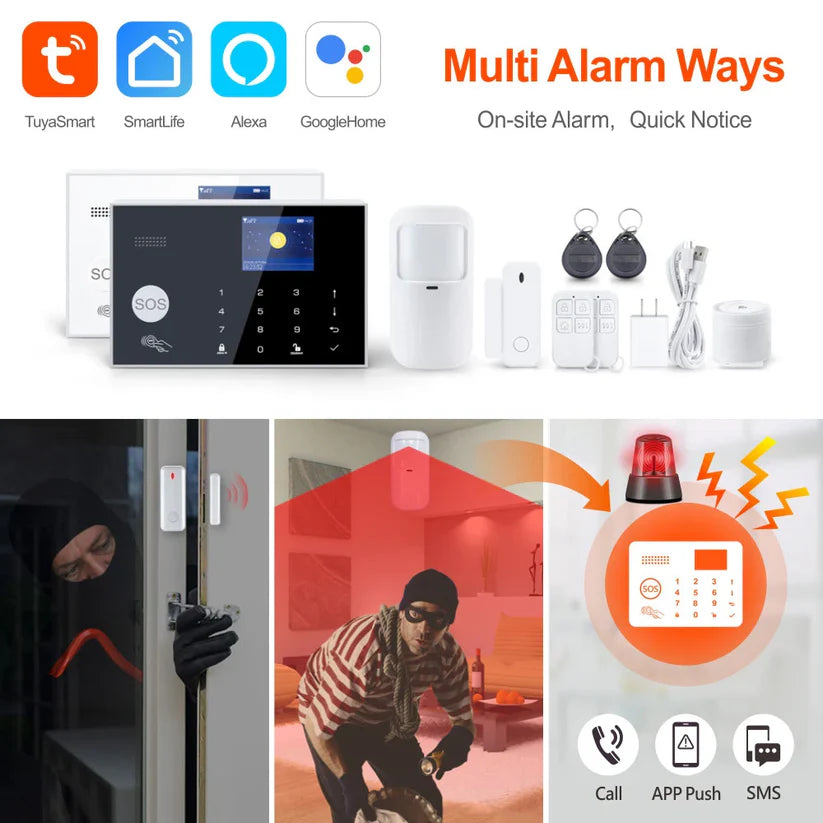 SAS-10 Smart Alarm Security System, WiFi & 4G GSM, Motion + Door/Window Sensor