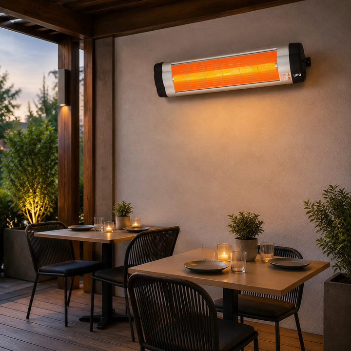 UFO S-15, 1500-Watt Wall Mount Infrared Heater with Thermostat, Silver