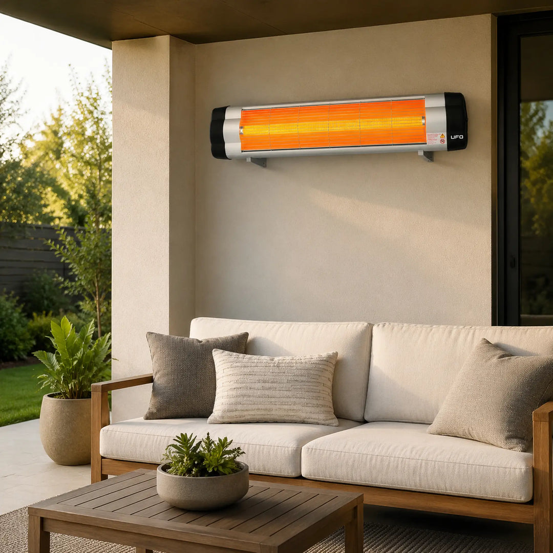 UFO S-15, 1500-Watt Wall Mount Infrared Heater with Thermostat, Silver