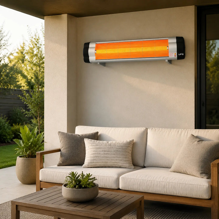 UFO S-15, 1500-Watt Wall Mount Infrared Heater with Thermostat, Silver