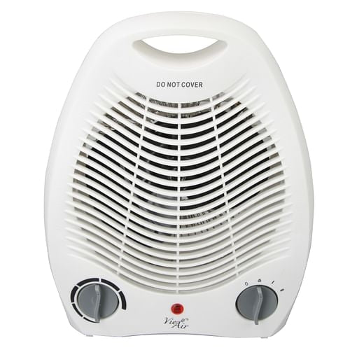 1500W Portable Office Fan Heater with 2 Settings, White Compact Design