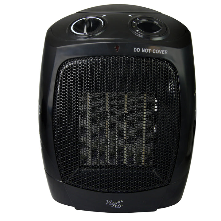 1500W Ceramic Heater with 2 Settings, Compact Black Office Heater