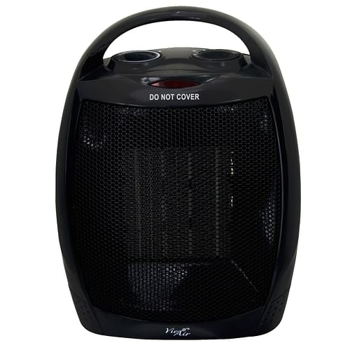 1500W Portable Ceramic Heater, 2 Settings, Black, Adjustable Thermostat